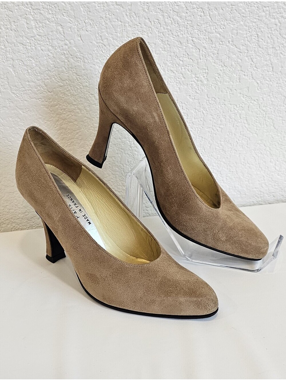 Vintage CHARLES JOURDAN Tan Suede Hi-Heel Pumps Shoes Sz 6M